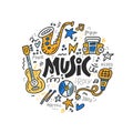 Music doodle illustration Royalty Free Stock Photo