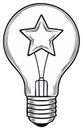 Doodle style lightbulb with star inside, creative ideas, innovation, inspiration, light bulb drawing, graphic Royalty Free Stock Photo