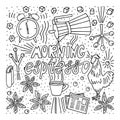 Doodle style monochrome sketch . Morning espresso lettering