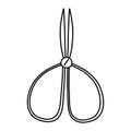 Doodle style scissors with big handles, doodle style flat vector outline for coloring book Royalty Free Stock Photo