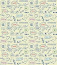 Doodle style seamless pattern with speech bubbles, line paper Royalty Free Stock Photo