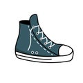 Doodle style sneakers, blue color. Vector graphics.