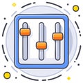 Doodle style vector icon depicting three vertical sliders for settings, options, or control panel adjustments Royalty Free Stock Photo