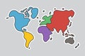 Doodle style world map . Look like children craft painting . Royalty Free Stock Photo