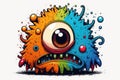 doodle styled cute and adorable monster drawn, colourful maskot, generative ai