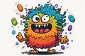 doodle styled cute and adorable monster drawn, colourful maskot, generative ai