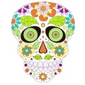 Doodle stylized colorful skull, hand drawing