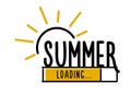 Doodle Summer Loading illustration screen. Progress bar almost reaching summer. Vector illustration background banner in doodle