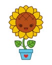 Doodle Sunflower Cartoon Vector Illustration