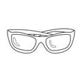 Doodle Sunglasses with yellow frames. Summer personal accessory. Folded sunglasses. Equipment for hiking, tourism