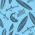 Doodle surfboards Seamless Pattern