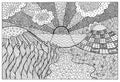 Doodle surreal landscape - coloring page for adults. Fantastic g