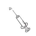 Doodle syringe vaccine icon illustration vector