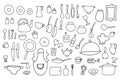 Doodle dishes vector set Royalty Free Stock Photo