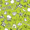 Doodle tattoo seamless vector background