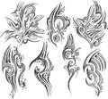 Doodle Tattoo symbols isolated Vector