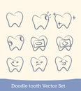Doodle teeth set isolated on white background. Vector Royalty Free Stock Photo