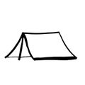 Doodle Tent Vector. Isolated on a white background, vector. Print for a postcard.