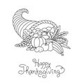 Doodle Thanksgiving Cornucopia Freehand Vector