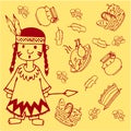 Doodle of Thanksgiving indian people Royalty Free Stock Photo