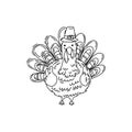 Doodle Thanksgiving turkey doodle Thanksgiving turkey drawn in vector