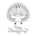 Doodle Thanksgiving Turkey Freehand Vector Drawing
