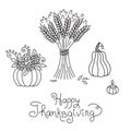 Doodle Thanksgiving Vintage Sheaf of Wheat