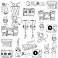Doodle of theme music tools Royalty Free Stock Photo