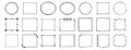 Doodle thin line frame border set. abstract empty line shapes hand drawn style frames.