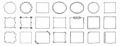 Doodle thin line frame border set. abstract empty line shapes hand drawn style frames.