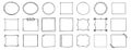 Doodle thin line frame border set. abstract empty line shapes hand drawn style frames.