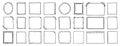 Doodle thin line frame geometric rectangle and square border set. abstract empty line shapes hand drawn style frames.