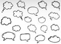 Doodle thinking clouds, chat cartoon bubbles Royalty Free Stock Photo