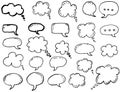 Doodle thinking clouds, chat cartoon bubbles Royalty Free Stock Photo