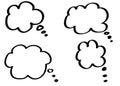 Doodle thinking clouds, chat cartoon bubbles. Hand drawn set. Royalty Free Stock Photo