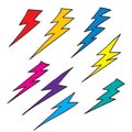 Doodle thunder collection illustration handdrawn colorful style vector