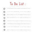Doodle to do list, hand drawn sketch checklist. Notebook schedule, task paper planner. Isolated Royalty Free Stock Photo