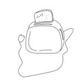 Doodle toaster with a slice of bread, coloring page kitchen appliance, toast for breakfast vector illustration