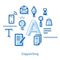 Doodle on the topic of copywriting with icons