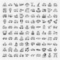 Doodle transport icons set