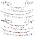 Doodle tree branches and party flags.