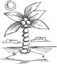 Doodle Tropical Island Vector