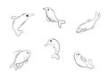 Doodle underwater fish icon cartoon comic silhouette abstract background vector illustration 2 Royalty Free Stock Photo