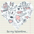 Doodle Valentine's day love postcard