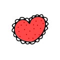 Doodle Valentines Day frill heart Vector Valentine illustration Royalty Free Stock Photo