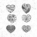 Doodle Valentines Day vector Hearts Collection Royalty Free Stock Photo