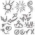 Doodle various object collection handdrawn style