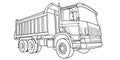 Doodle vector contour, outline dump truck wide angle side and front view. Truck; semitrailer tank. Oil, fuel tanker. Freight, liqu Royalty Free Stock Photo