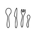 Doodle vector cutlery set