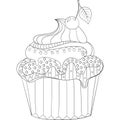 Doodle vector of dessert cupcake coloring book for adults vector illustration. Anti-stress coloring for adult. Zentangle style